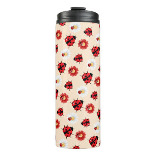 Termo Punto de polka rojo lindo Ladybug flor verano Girl