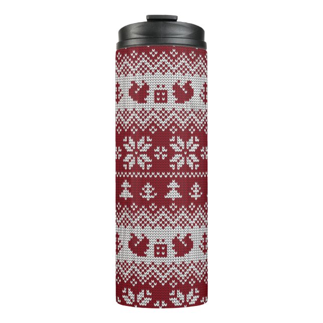 Termo Punto, Navidades, ardillas, patrón vintage. (Anverso)