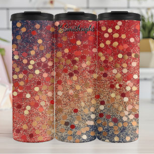 Termo Puntos Brillantes Rojo Azul Dorado