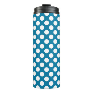 Termo Puntos de polka azules y blancos