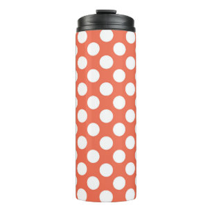 Termo puntos de polka blanco y naranja