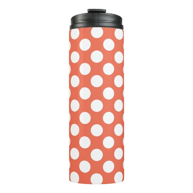 Termo puntos de polka blanco y naranja (Anverso)