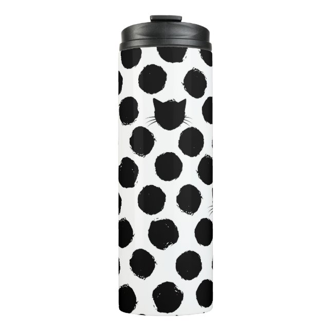 Termo Puntos de Polka con rostros de gato: Viñeta juguet (Anverso)