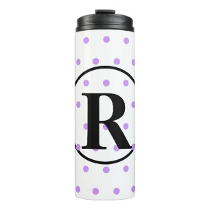 Termo Puntos de polka morado claro monograma