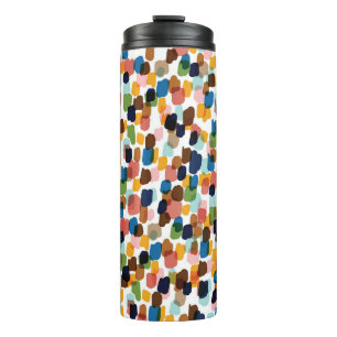 Termo Puntos de Polka: Pintura de manos multicolores.