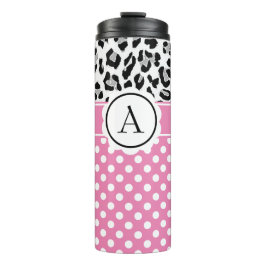 Termo Puntos femeninos y estampado de animales con monog