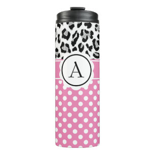 Termo Puntos femeninos y estampado de animales con monog