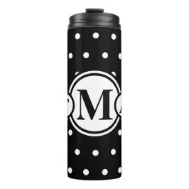 Termo Puntos Monogramados de Polka Blanco Negro