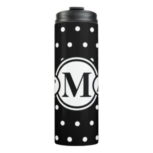 Termo Puntos Monogramados de Polka Blanco Negro