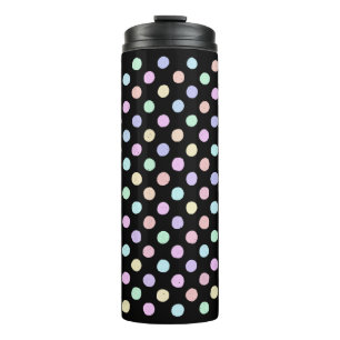 Termo Puntos multicolores en negro