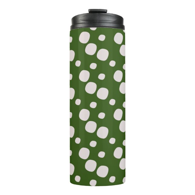 Termo Puntos rosados en verde frondoso (Anverso)