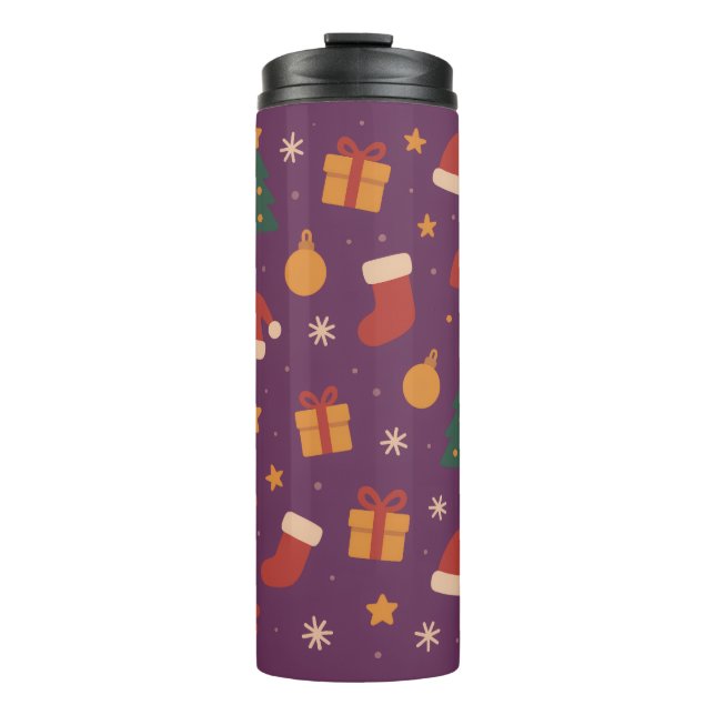 Termo Purple Christmas Pattern Aesthetic – Cute Holiday  (Anverso)