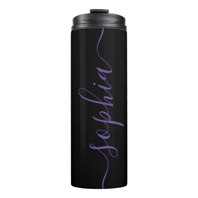 Termo Purple Script Personalizable Name Thermal Tumbler (Anverso)