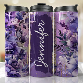 Termo Púrpura Anemone Floral Añadir nombre Personalizado