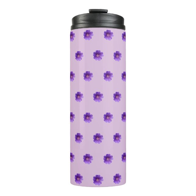 Termo Púrpura Geranium Flor patrón sin foco en (Anverso)