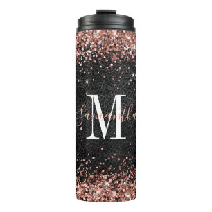 Termo Purpurado Dorado Falso Brillo Cuero Negro Monogram