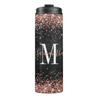 Termo Purpurado Dorado Falso Brillo Cuero Negro Monogram