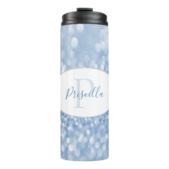 Termo Purpurina azul Personaliza el Tumbler térmico (Anverso)