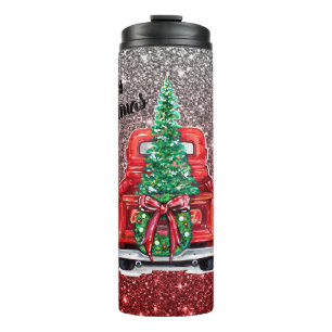 Termo Purpurina de Camión Rojo de Navidades clásicos de 