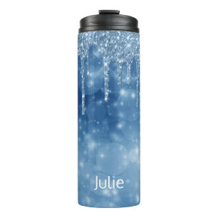 Termo Purpurina de goteo azul Tumbler térmico
