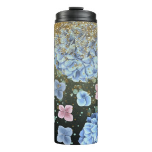 Termo *~* Purpurina de hidrangea azul rosado con flor gi
