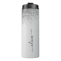 Purpurina de Monograma Plateado Sparkle Girly Scri