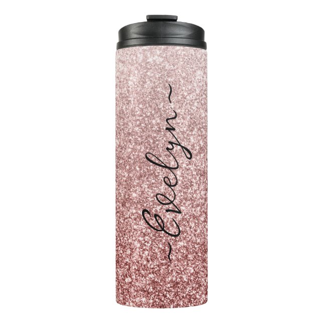 Termo Purpurina de oro rosa de moda personalizada (Anverso)