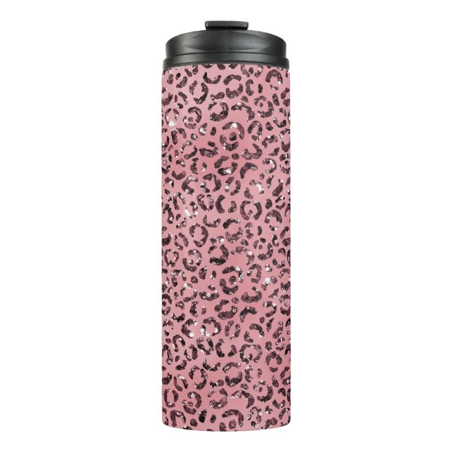 Termo Purpurina de parkle de impresión de leopardo rosa (Anverso)