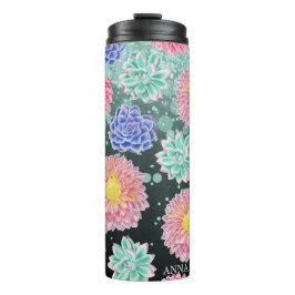 Termo *~* Purpurina floral Tumbler termal de suculento G