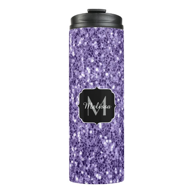 Termo Purpurina morado ultravioleta chispa Monograma (Anverso)