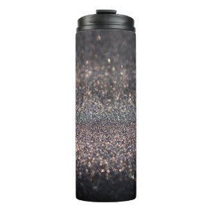 Termo Purpurina plateado: Navidades de Black Bokeh