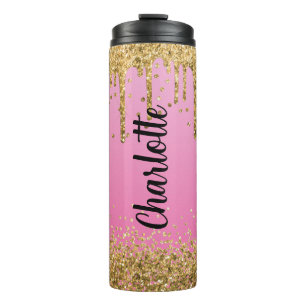 Termo Purpurina rosa personalizar Tumbler térmico