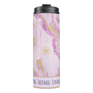 Termo *~* Purpurina rosado SWAG Mármol QR Tumbler térmic