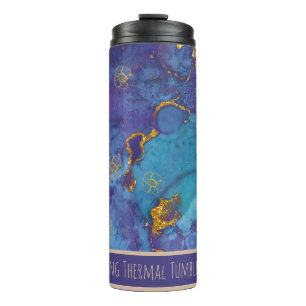 Termo *~* Purpurina Verde azulado SWAG Mármol QR Tumbler