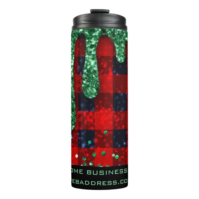 Termo *~* QR SWAG Navidades Rústicos Purpurinas verdes  (Anverso)