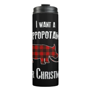 Termo Quiero un hipopótamo para Navidad Cuadros Rojos