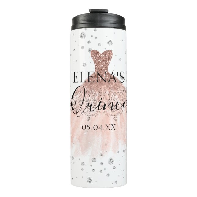 Termo Quinceañera Thermal Tumbler Favor Personalizado (Anverso)
