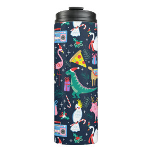 Termo Quirky Holiday Animales y patrón de iconos