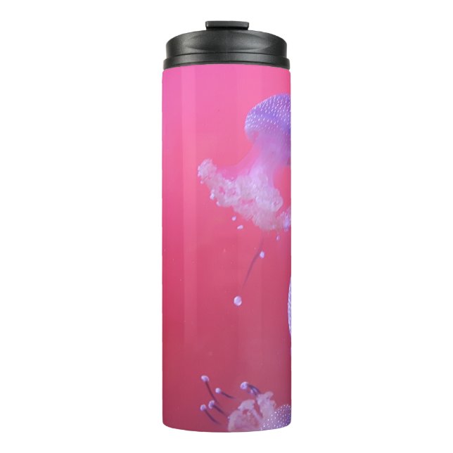 Termo Quirky Jellyfish en el agua rosada (Anverso)