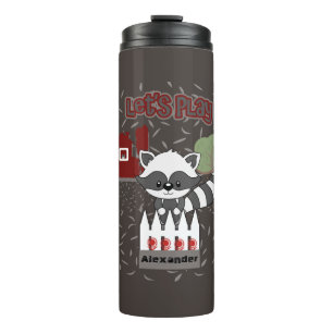 Termo Raccoon Boys Juega El Nombre Personalizado Tumbler