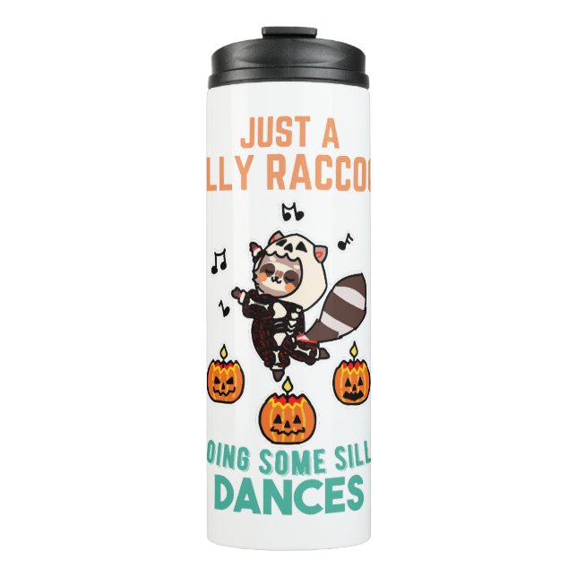 Termo Raccoon Dancing Halloween Fiesta de calabaza (Anverso)