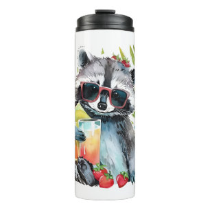 Termo Raccoon de verano en gafas de sol chillout playa