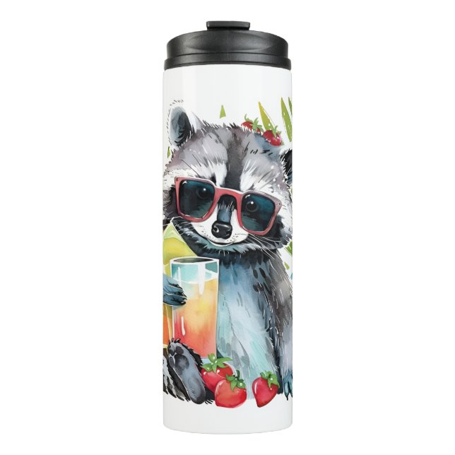 Termo Raccoon de verano en gafas de sol chillout playa (Anverso)