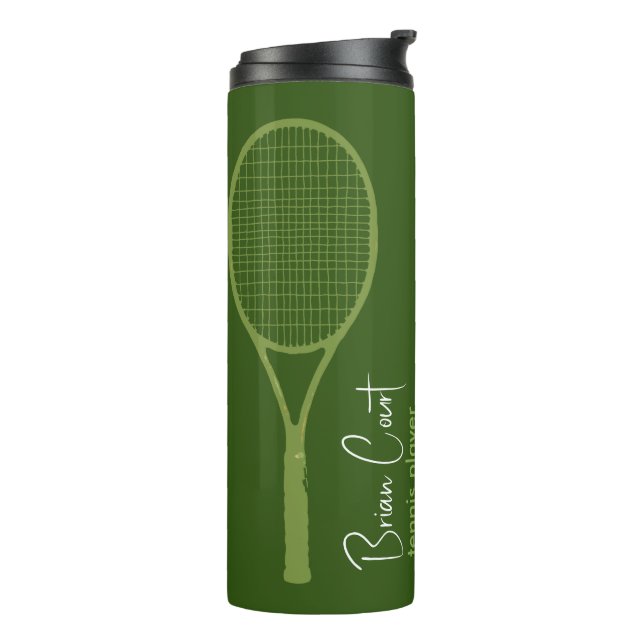 Termo Racquet de tenis Verde Personalizado (Rotado hacia la izquierda)