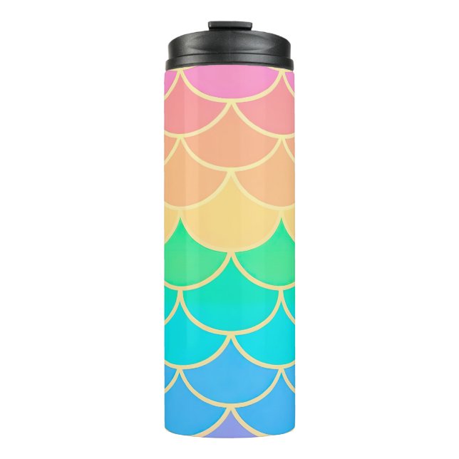 Termo Rainbow Pastel Mermaid Scales Seamless Pattern (Anverso)