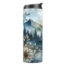 Termo Rainy Day Watercolor Mountain Lake Rustic Boho