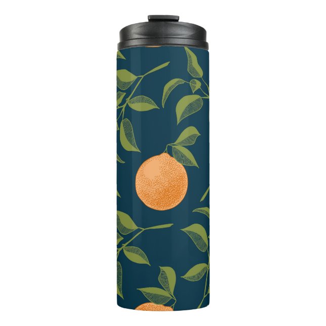 Termo Ramas de cítricos de Naranja de fondo oscuro (Anverso)