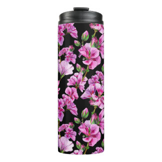 Termo Ramas de geranio, brotes de color de agua rosado.