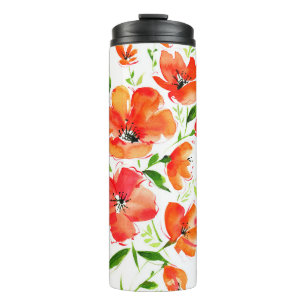 Termo Ramo acuarela de flores ornamentales de amapola