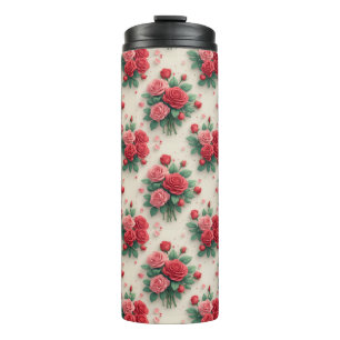 Termo Ramos de rosas rosadas y rojas elegantes